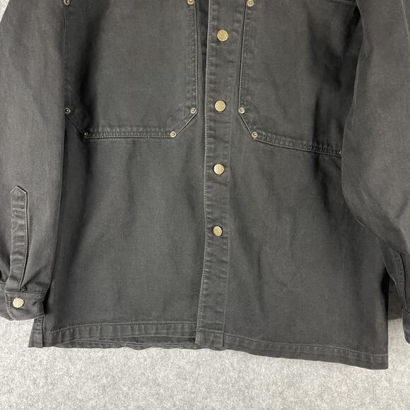 VTG Color Street Denim Jacket Shacket Men XL Black Workwear Utility Grunge Heavy - Picture 3 of 15